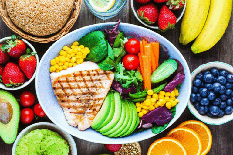 Variedade de alimentos saudáveis e coloridos