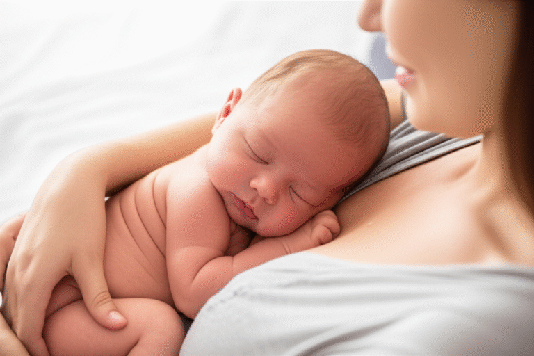 Bebê recém-nascido dormindo no colo da mãe