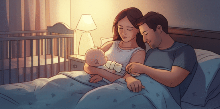 Casal revezando cuidados com o bebê durante a noite