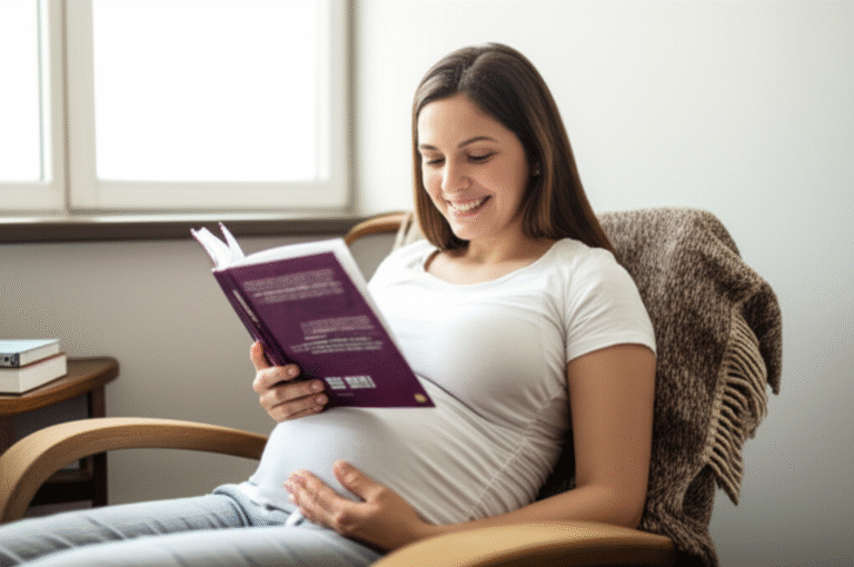 Mãe bilíngue lendo para o bebê Mãe grávida lendo livro em outro idioma
